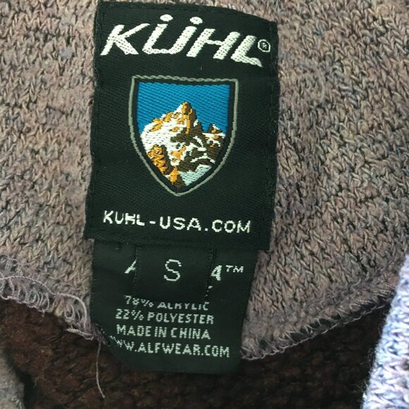 KUHL Brown Purple Colorblock Alfpaca Fleece Mock Neck Pullover Knit Sweater - Picture 2 of 12